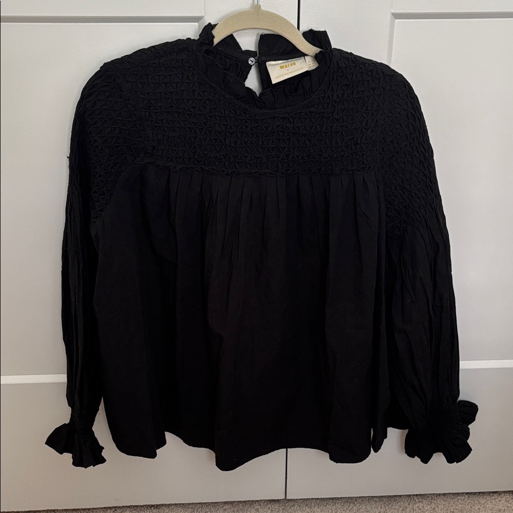 Anthropologie Black Textured Blouse